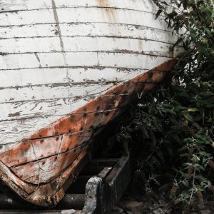 Derelict wooden boat at Porlock Weir 01_09_21